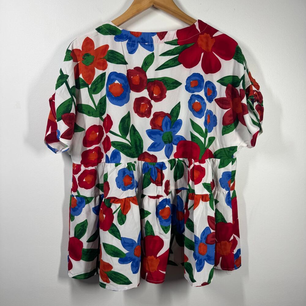 Umgee Floral Blouse - Red, Green, Blue - Picture 2 of 7